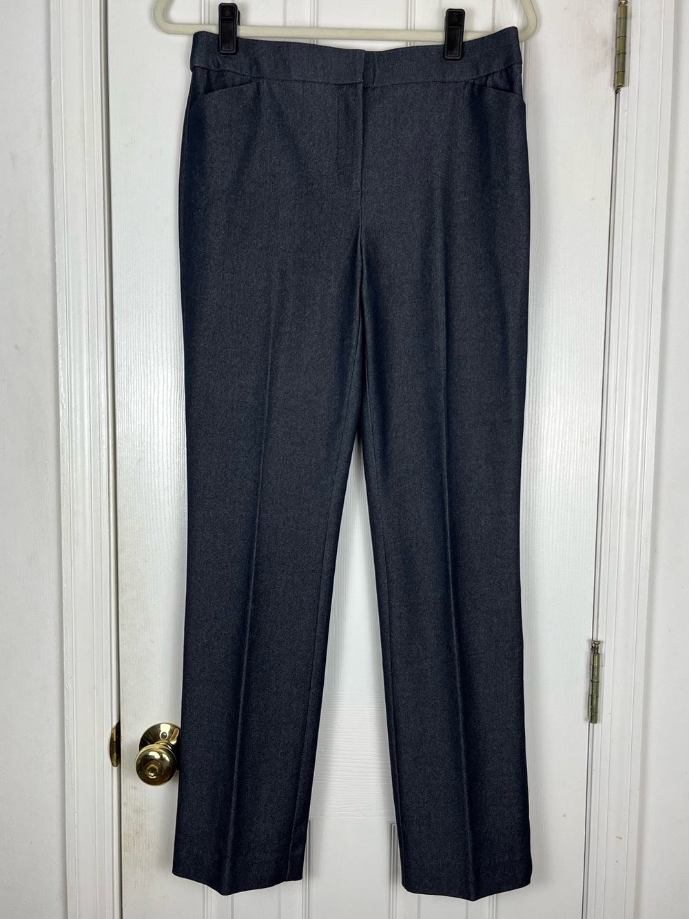 Chico’s Faux Denim Straight Leg Trouser Pants Preppy Classic